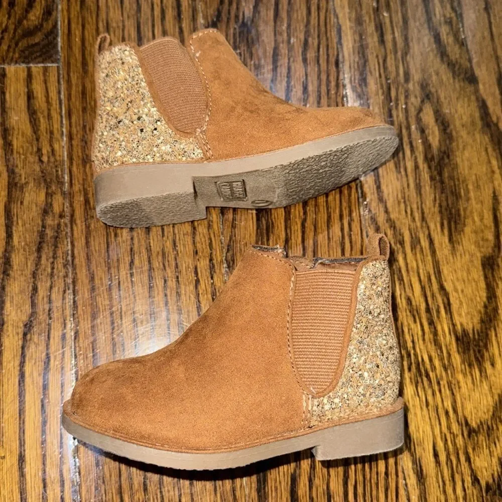 Harper Canyon Brown Suede with Gold Sparkle Ankle Boots 7